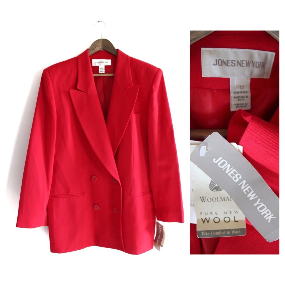 Vintage New Dead Stock Jones New York NWT Red Blazer Suit Jacket 12